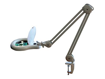 Magnifier lamp, LED, 127 mm, 400+400mm, Desk clamping
